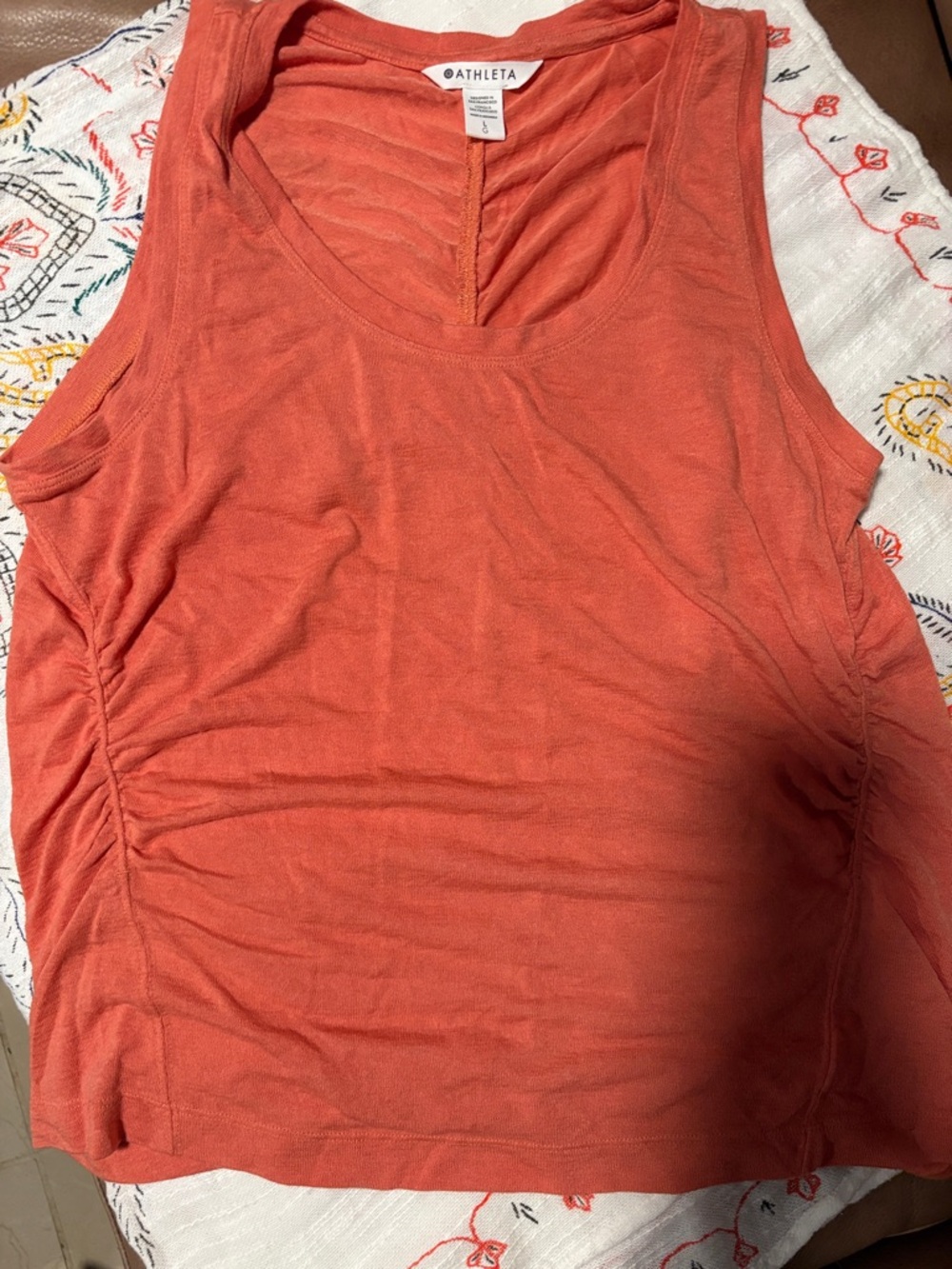 Athleta Rust Orange V-Neck Tank with Side Ruching